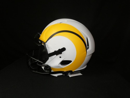 ISAAC BRUCE Authentic Full Sized Rams Lunar helmet HOF Insc Beckett COA Auto - Picture 3 of 7