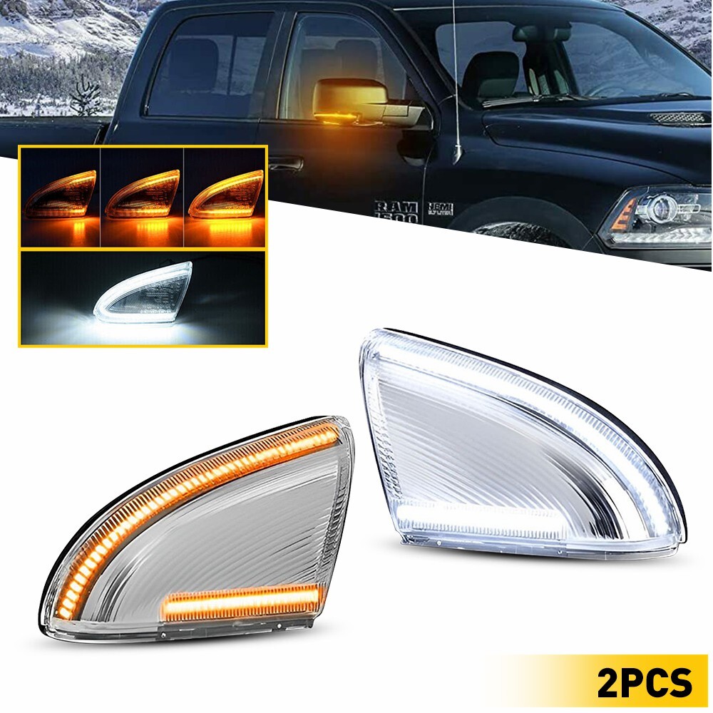 For Dodge RAM 1500 3500 Switchback LED Side Mirror Turn Signal Light Puddle Lamp
