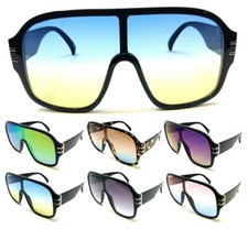 FUTURISTIC OVERSIZED ONE PIECE SHIELD LENS AVIATOR SUNGLASSES SPORT RETRO CASUAL