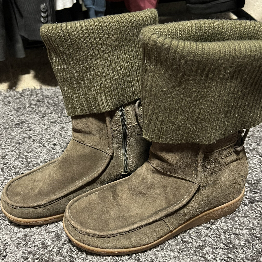 Suede Lace Green Boots Womens Size 