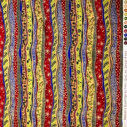 Gilded Asymmetrical Winter Holiday Themed Striped Fabric 2 Yds to quilt or sew - Picture 3 of 5