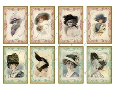 Vintage Women Cut & Peel Sticker Sheet For Cards Scrapbook Junk Journal