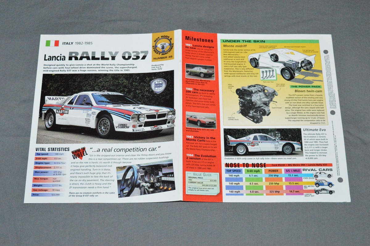 1982-1985 LANCIA RALLY 037 (Evo 2) Race Car SPEC SHEET BROCHURE