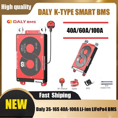 Daly Smart BMS 3S-16S 12V-60V 40A-100A Li-ion LiFePo4 Battery BMS Bluetooth SUK