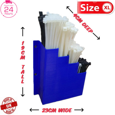 XL Extra Groß Blau Kabelbinder Halter Reißverschluss Krawatte Aufbewahrung Regal Wandhalterung Organizer