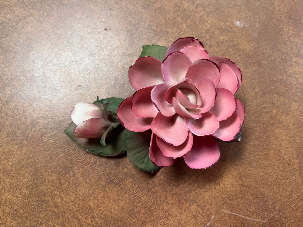 Porcelain Pink Rose Made In Italy Figurine