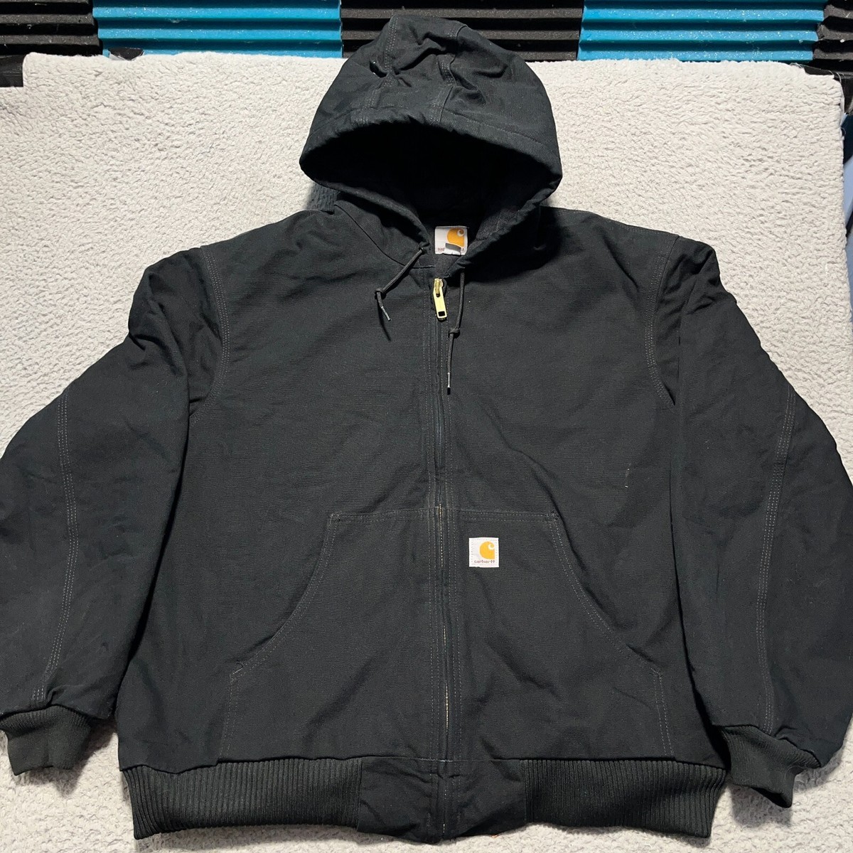 Carhartt Active Jac Jacket Coat Duck Canvas Hooded Made in