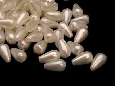 50 x 10 mm couleur crème ivoire acrylique faux perle goutte perles bijoux G116 