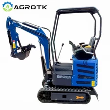 Agrotk 1896lbs Mini Excavator Digger 13.5HP Gas Tracked Crawler RATO Engine Blue