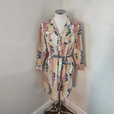 Tommy Hilfiger Womens Floral Cotton Shirt Dress Multi Color Tie Waist Small