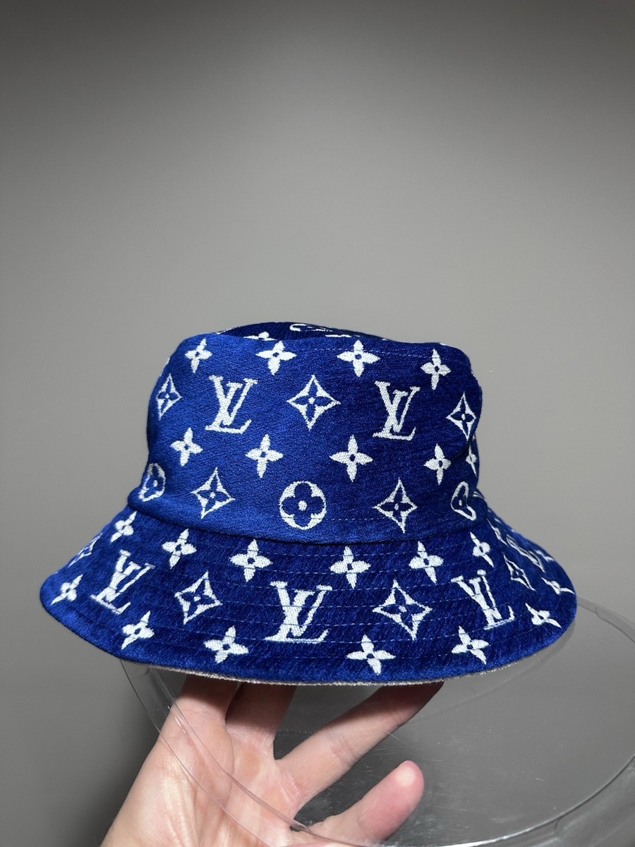 Louis Vuitton SS22 LV Monogram Blue White Velvet Bucket Hat | eBay