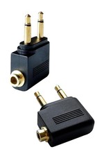 Airplane Headphone Adapter Dual Pin: Gold Plated 3.5Mm Male Mono TS Jack Plug to