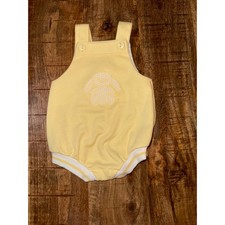 Vintage 70s Health-tex Newborn Yellow Bunny Bubble Romper USA Made Baby Unisex