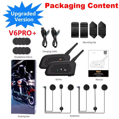EJEAS V6 PRO+ Motorradhelm-Gegensprechanlage, Bluetooth-Headset, Unterstützt EUC