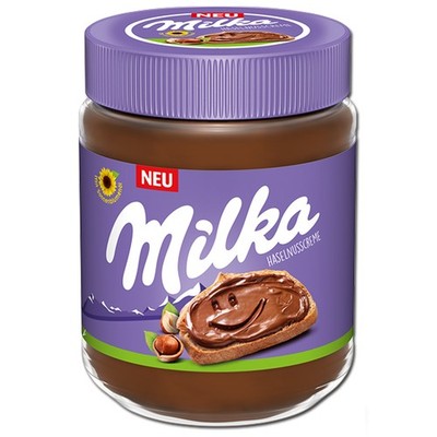 (11,34 /1kg) Milka Haselnusscreme, Brotaufstrich, 350g Glas