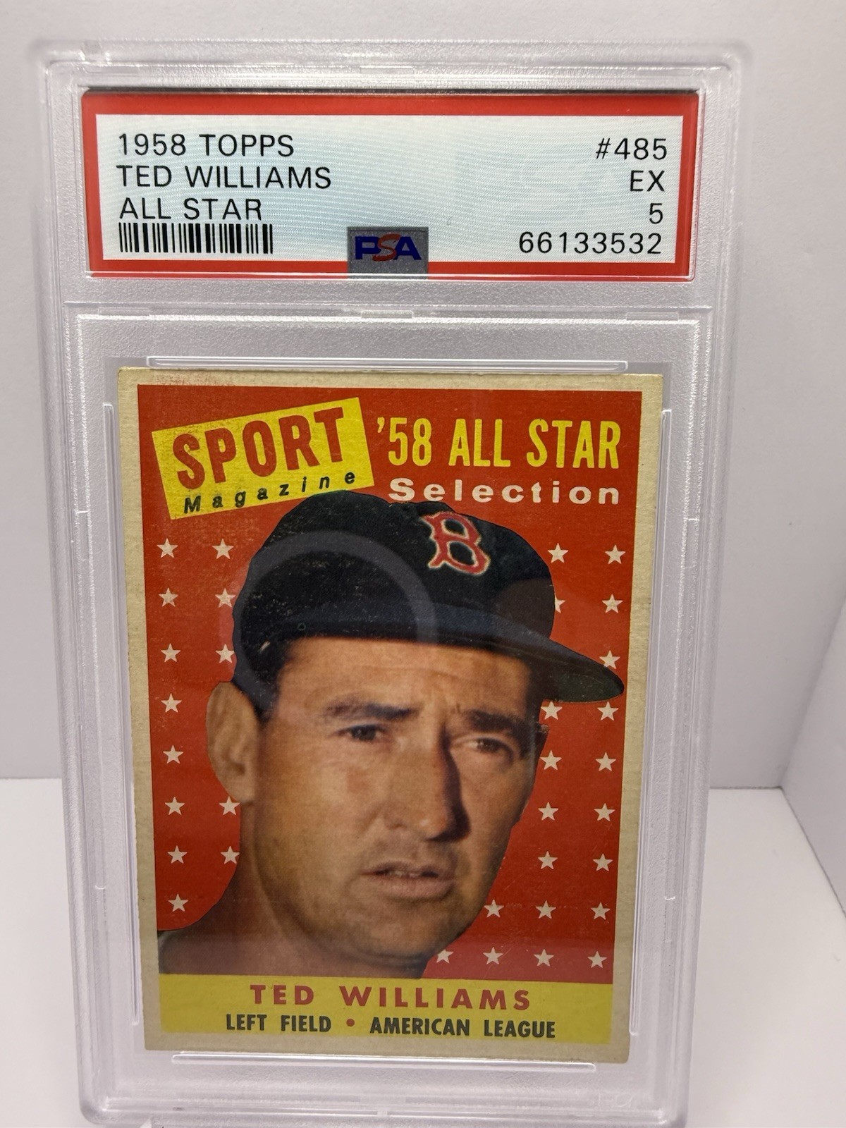 1958 Topps Sport Magazine '58 All Star Ted Williams #485 Boston Red Sox PSA 5