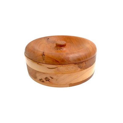 Vintage Hand Turned Swiss Pearwood Wooden Trinket Box Signed S. Schweizer