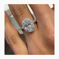 Oval Cut 3.50Ct 14k White Gold Lab Grown Diamond/CVD Women's Wedding Rings