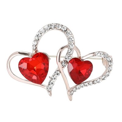 Unique Heart Shaped Brooch with Colorful Rhinestones for Festive Occasions