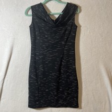 Ann Taylor Women’s 4 Petite Black White Mini Dress Sleeveless Draped Neck