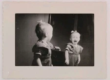 FOUND PHOTO Toddler Baby Crying In The Mirror Snapshot Vtg 1940s 