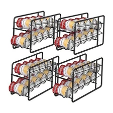 MOOACE Can Dispenser Rack, Stackable Can Storage Organizer Holder 4 Pack Black