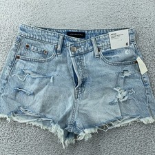 Aeropostale High Rise Shorty Womens 6 Denim Shorts Light Wash Vintage Distressed