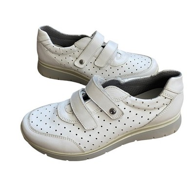 IMAC Made in Italy White Leather Sneakers Double Cross Straps Women s 10