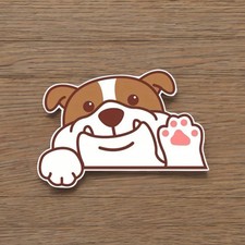 Decal Kawaii Bulldog, Cute Peeking Dog Sticker 5.9 Pup Peeker Breed