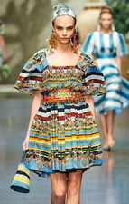 🆓US🛃 RUNWAY SS 2013 Dolce&Gabbana flared carretto printed cotton dress IT 42