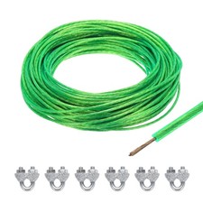 1/8 Green Vinyl Coated Wire Ropes 98ft Galvanized Steel(6PCS M3 Loop Sleeves)
