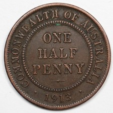 1913 Australia 1/2 Penny - George V