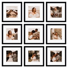 12x12 Picture Frame Set of 9, Display Pictures 8x8 with Mat or 12x12 without ...