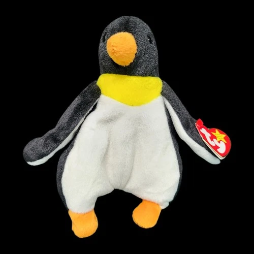 Vtg TY Beanie Baby Waddle The Penguin 1995 Tush And Ear Tags Rare Retired
