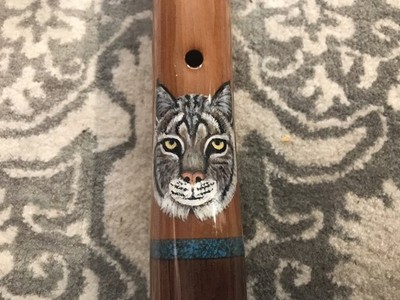Native American Style Flute. Kent Tyler, Bobcat Spirit Animal. Mid-F