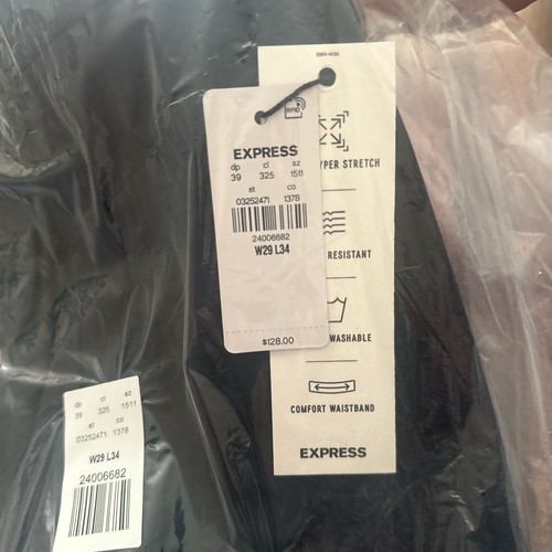 NEW EXPRESS EXTRA SLIM NAVY WOOL BLEND MODERN TECH SUIT PANTS SZ 29Wx34L - Picture 5 of 5