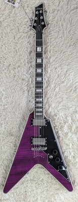 Schecter 654 V-1 Custom V-Style Electric Guitar, USA Pickups, Transparent Purple