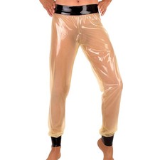 Translucent Mens Latex Pants Loose Fit Rubber Trousers Fetish Clubwear 0.4mm