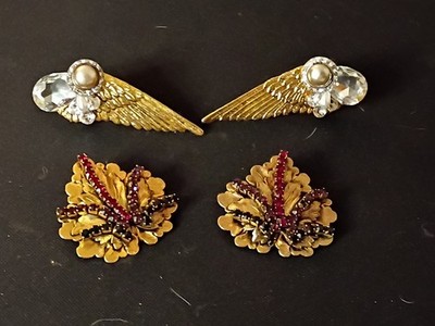 Two Pairs Of Vintage Earrings Leaf And Wings? Unsure On Value
