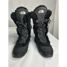 The North Face Nuptse Black Faux Fur Trim Winter Snow Boots Women's size 11