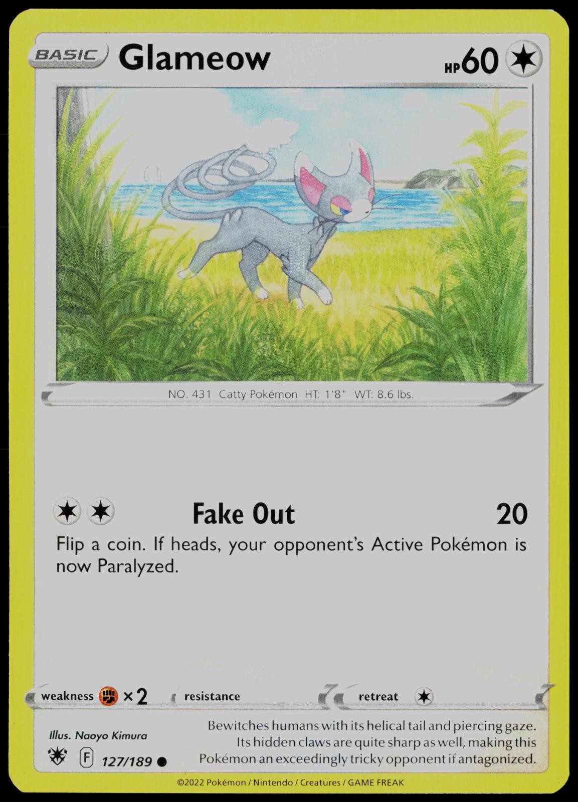 Glameow 127/189 Common Astral Radiance Pokemon Card Lightly Played