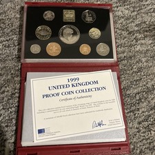 Royal Mint United Kingdom 1999 Deluxe Proof Coin Set In Red Leather Case COA vgc