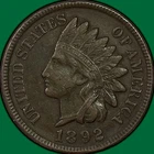 1892 Indian Head Cent Almost Uncirculated AU Coin, Corrosion #43077