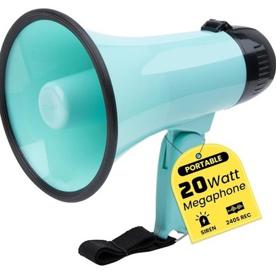 Lightweight 20W Megaphone with Built-in Siren & Voice Recording   300ft