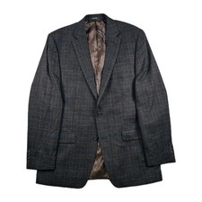 LRL Ralph Lauren Blazer Sport Coat Mens 42L Plaid 100 Wool Brown Black Tartan