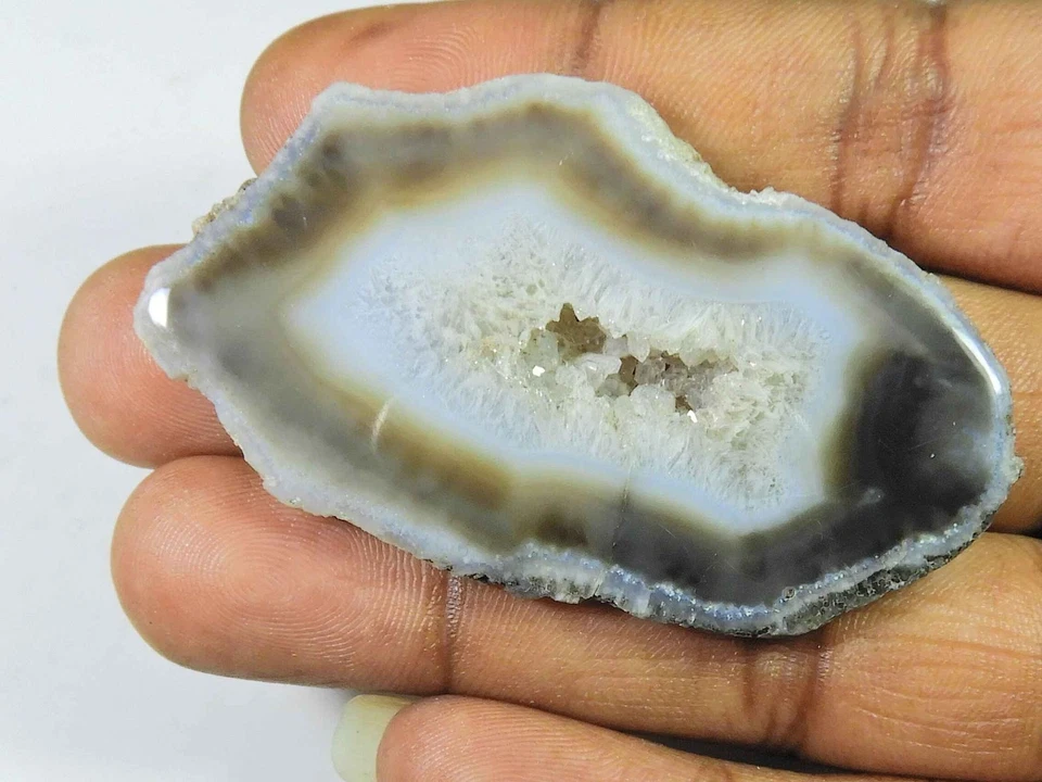 109Cts. Ágata druzy negra teñida elegante cabujón de cristal piedra preciosa suelta 36X42MM s68 Foto 2 de 4