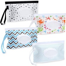 4 Pack Reusable Wet Wipes Pouches Portable Travel Refillable Wet Wipes Dispenser