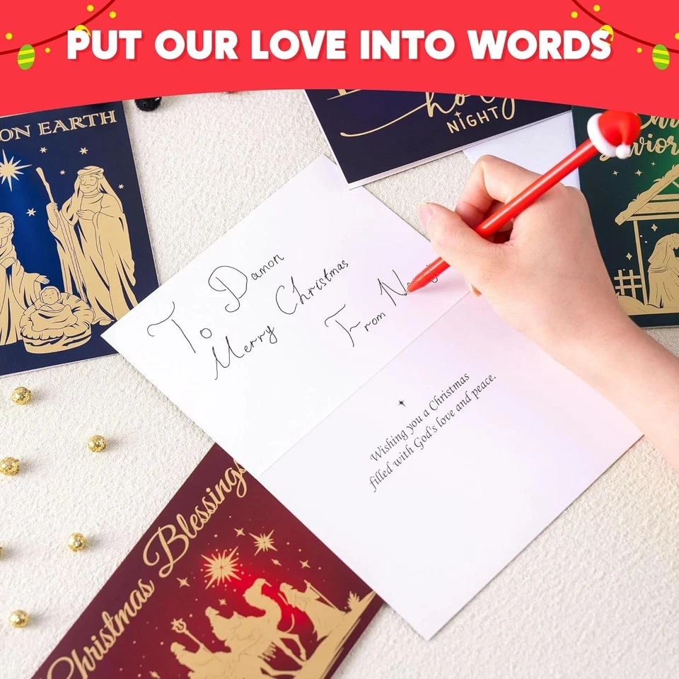 Juego de 24 PIEZAS Tarjetas de Felicitación Religiosas de Navidad con Sobres 4 Diseños en Caja para Foto 4 de 4
