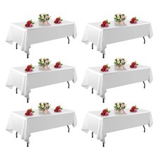 6 Pack White Table Cloth Rectangle Table 60 X 102 Inch Tablecloths For 6 Foot Re