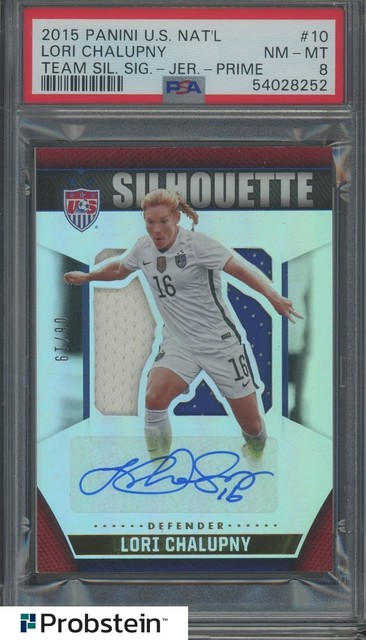2015 Panini US National Team Lori Chalupny Match-Worn Patch AUTO /19 PSA 8